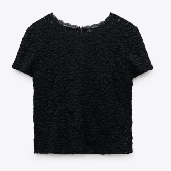 ZARA High Collar Lace Top - Picture 1 of 2